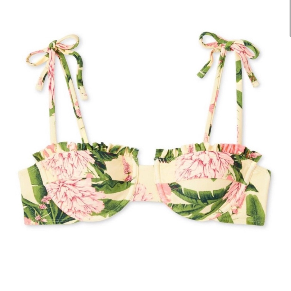 Agua Bendita Yellow - green and pink Floral Bikini NEW